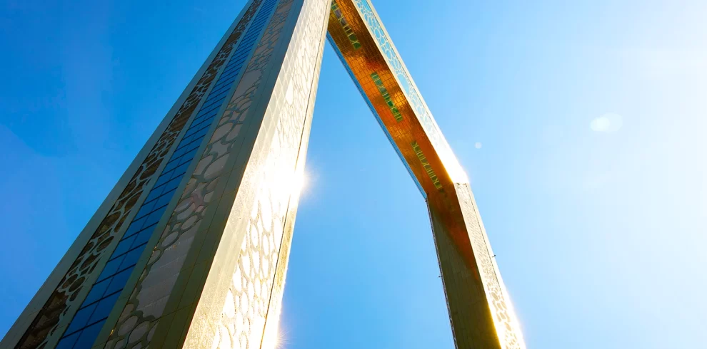 Dubai Frame Tickets – Discover Dubai’s Iconic Landmark | WPJ Travel | WPJ Travel 6 Dubai Frame illuminated at sunset with panoramic city skyline views